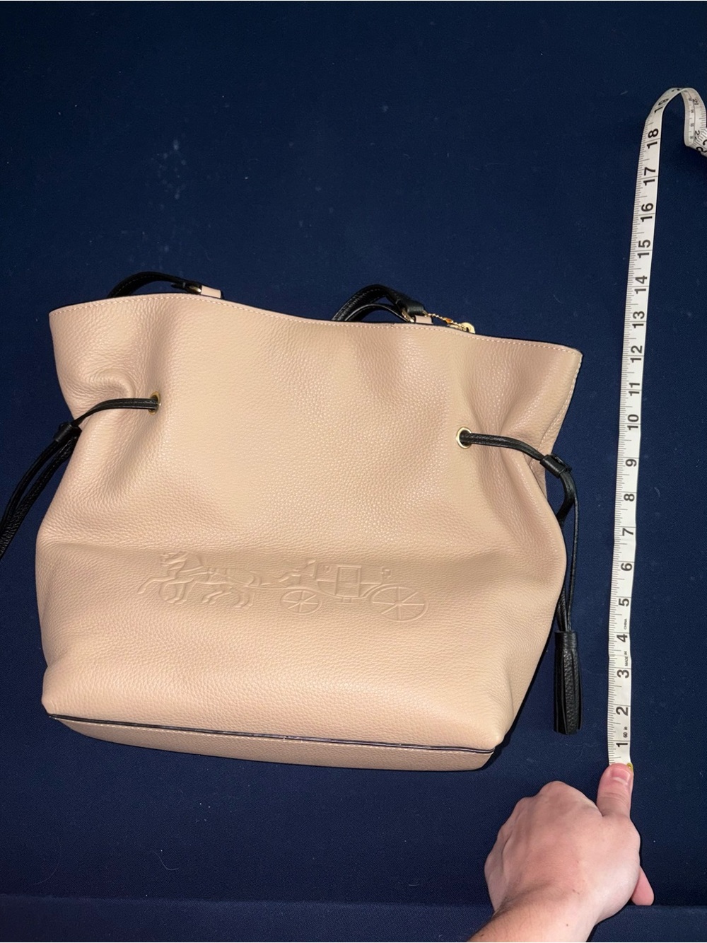 Coach Taupe Leather Purse with Black Accents - Picture 13 of 15